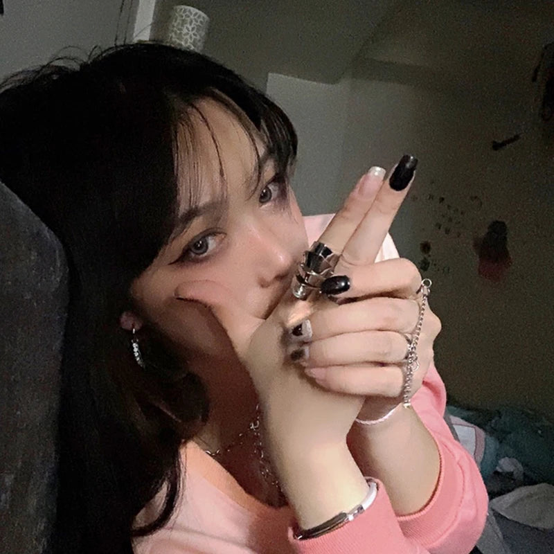 Anime Oosaki Nana Cosplay Metal Armor Ring - Rock Punk Style Movable Joint Rings, Unisex Fashion Jewelry Gift Accessories