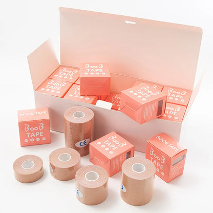 Women’s Adhesive Boob Tape – Invisible Strapless Bra with Nipple Pasties, Breast Lift Push-Up Pads & Bra Stickers