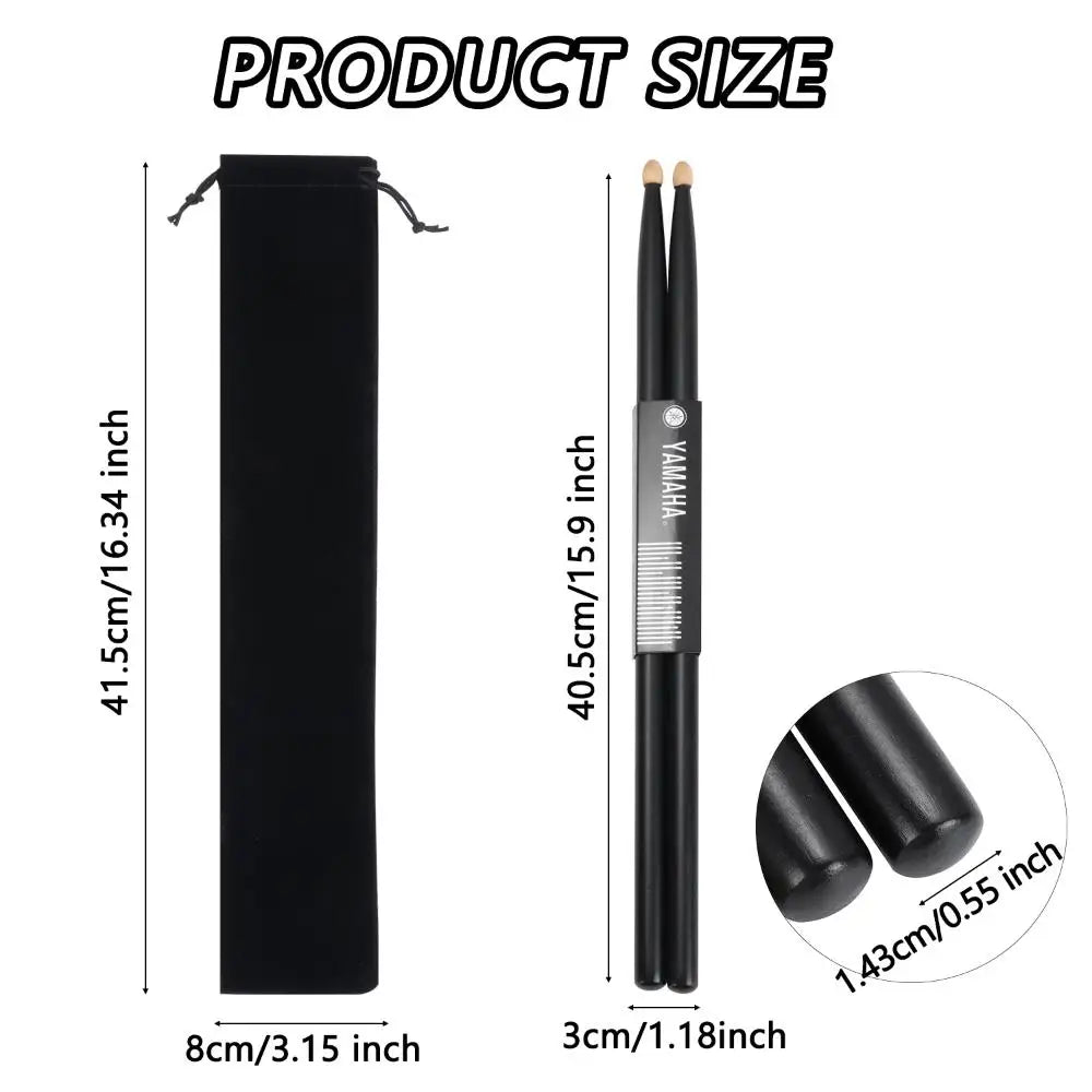 1 Pair Black Wood 5A Drum Sticks: Classic Maple Teardrop Head with Carrying Bag - Musical Instruments Accessories