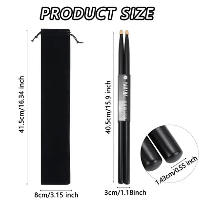 1 Pair Black Wood 5A Drum Sticks: Classic Maple Teardrop Head with Carrying Bag - Musical Instruments Accessories