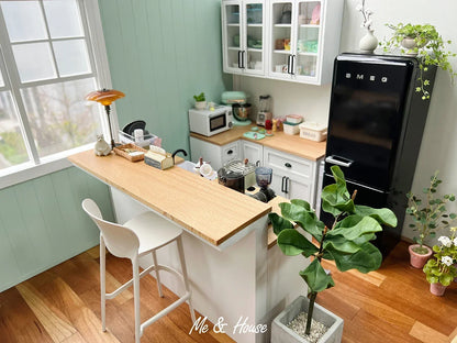 1/6 Scale BJD Dollhouse Wooden Shelf & Sink Cabinet — Miniature Kitchen Furniture Accessory for Dollhouse Bar Counter