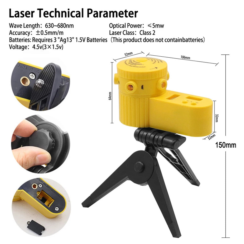 Multifunctional 4-in-1 Laser Level Ruler with Rotating Tripod - Househ ...