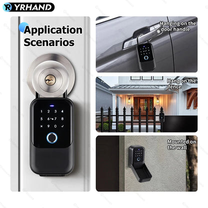 YRHAND TTlock Smart Password Fingerprint Lock Box – Digital Card & Tuya-Compatible Portable IP66 Security for Smart Homes