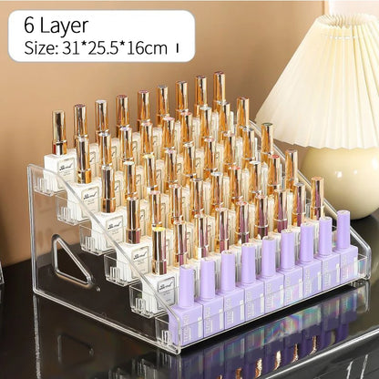 Acrylic Nail Polish Display Organizer – 3/4/5/6/7 Layer Clear Cosmetic & Jewelry Rack Holder