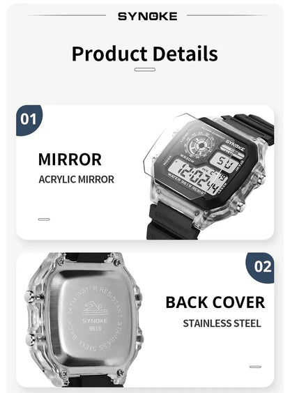 SYNOKE Digital Sports Watch for Men & Women – Luminous, Multifunction, Waterproof Wristwatch with Seven Lights for Outdoor & Running