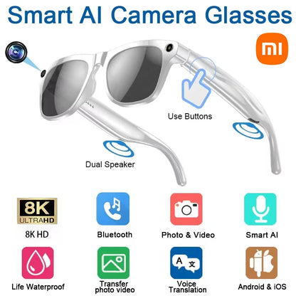 Xiaomi AI Smart Glasses — 8K HD Photochromic, Multifunction Camera Glasses with Translation, Bluetooth Calling, Voice Assistant, Music Player