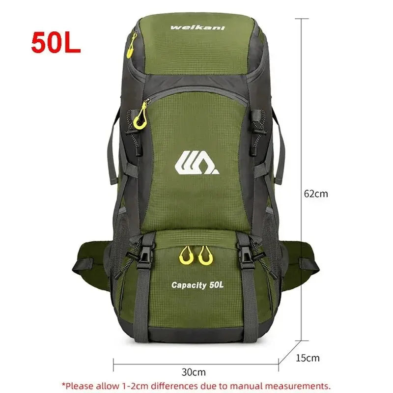 50L Large Travel Backpack: Waterproof Camping Bag for Men - Ideal for Hiking, Climbing & Outdoor Sports