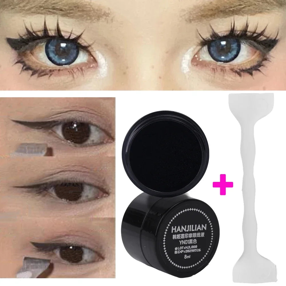 Double-Ended Eyeliner Stamps Set - Long-Lasting Template with Ink for DIY Eye Liner Extension & Makeup Stencils Tools