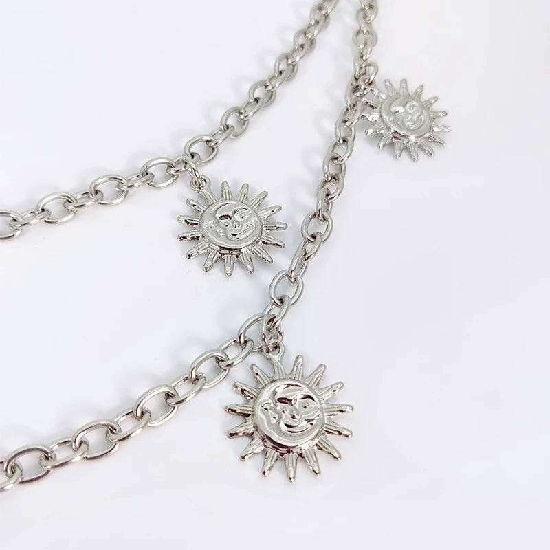 Unisex Jeans Pants Chain Belts - Punk Metal Crescent Geometric Bag Chain, Hip Hop Hipster Keychain for Men & Women