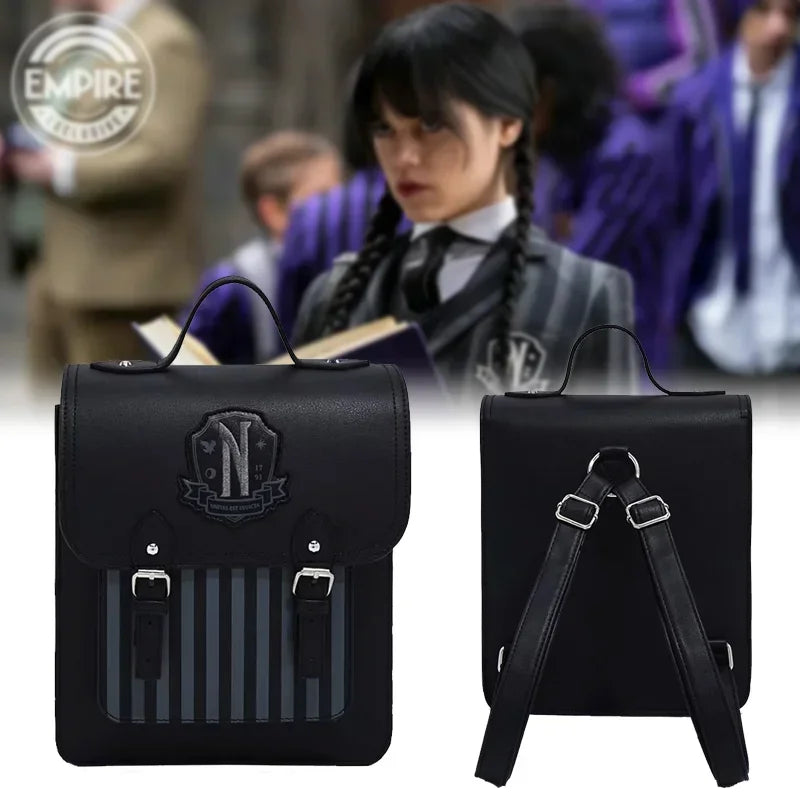 Wednesday Addams Backpack — Schoolgirl Nevermore College Cosplay Messenger Bag for Kids & Fans Gift