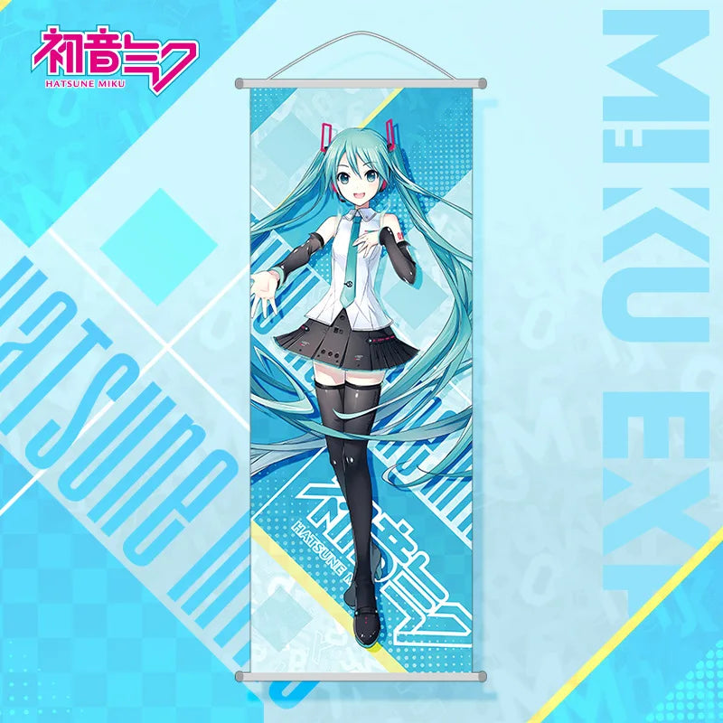 Bandai Hatsune Miku 2D Peach Skin Scroll Poster — Anime Wall Hanging Painting, Peripheral Decoration 25×70cm