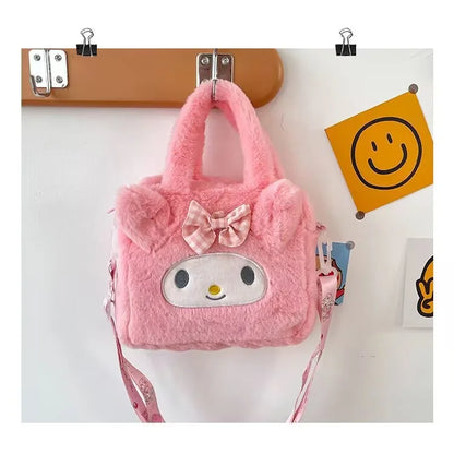Sanrio Kawaii Plush Bag – Kuromi, Cinnamoroll & My Melody Cosmetic & Travel Handbag for Girls