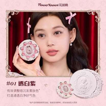 Flower Knows Strawberry Cupid Pressed Powder – Matte Soft Focus Oil-Control Setting Powder for Long-Lasting Finish
