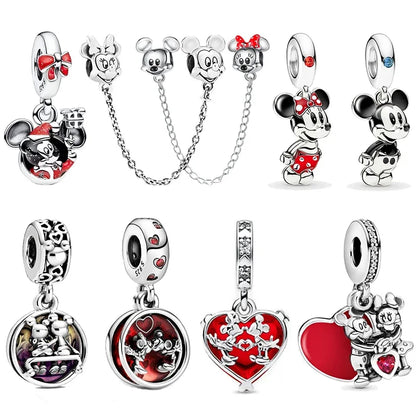 MINISO League of Legends Mickey & Minnie 925 Sterling Silver Charm – Beads Fit for Pandora Bracelet, Ladies Jewelry