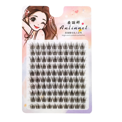 5D Mink Manga Lashes - Fluffy Individual & Natural False Eyelashes, Korean Makeup, Lazy Trilogy Cluster Lashes