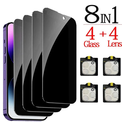 1–4 Pack Privacy Screen & Camera Protector for iPhone 16/15/14/13/12/11 Pro/Max – Anti-Spy Glass Film