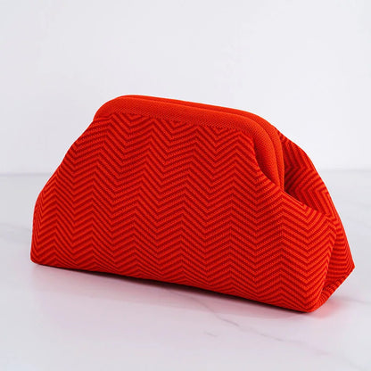 Summer Woven Crochet Clutch Bag – Women’s Cute Ruched Cloud Handbag, Casual Colorblock Purse