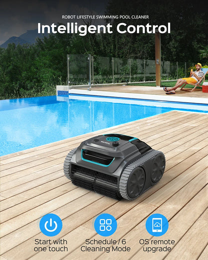 Robot Swimming Pool Cleaner – Cordless, APP-Controlled, Rechargeable 6400mAh Lithium Battery, Route Planning for Tiles, PVC, Mosaic, Cement