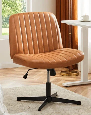 Armless Criss Cross Legged Swivel Office Chair - Wide Desk Chair Without Wheels