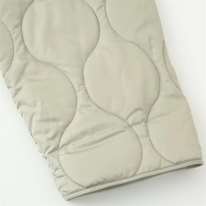 PB&ZA2024 Women's Autumn Cotton Jacket – Quilted Coat with Round Neck, Loose Fit & Pocket Decoration