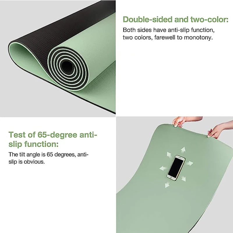 Thick Two-Color Non-Slip TPE Yoga Mat – High-Quality, Odorless Fitness Mat 180x57cm for Home Workouts