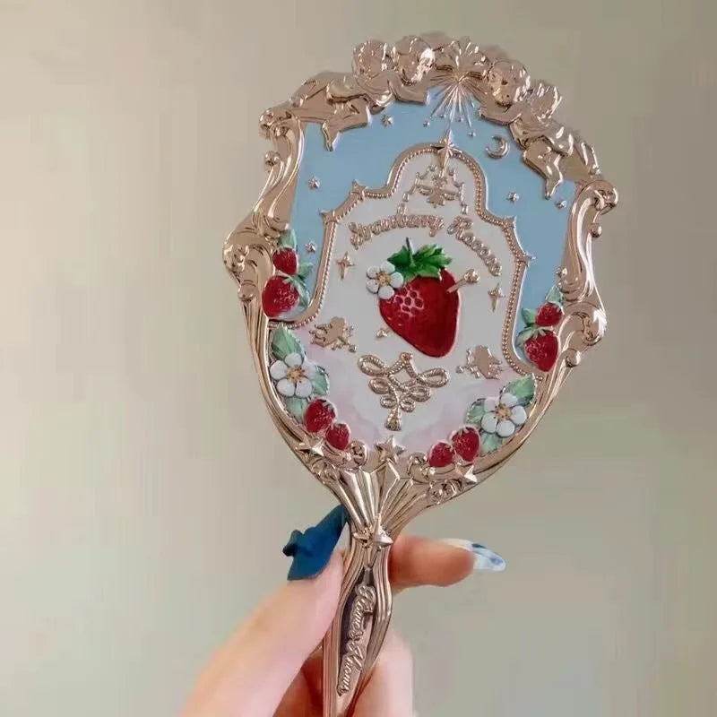 Flower Knows Angel Series Handheld Mirror – White, Black & Pink Compact Mirror