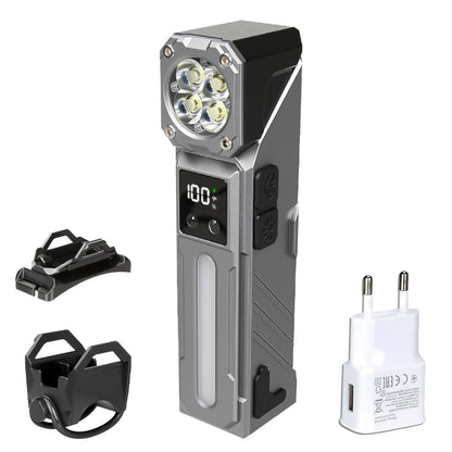 High-Power LED EDC Flashlight – Rechargeable Pocket Torch with RGB, Magnet & Clip for Camping & Fishing