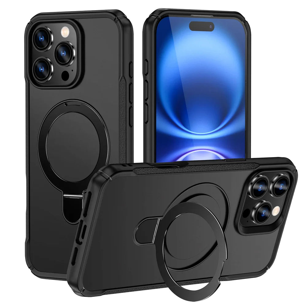 MagSafe Foldable Magnetic Wireless Charging Stand Case — Anti-Slip Bumper for iPhone 11–17 (incl. 16E) Pro/Max