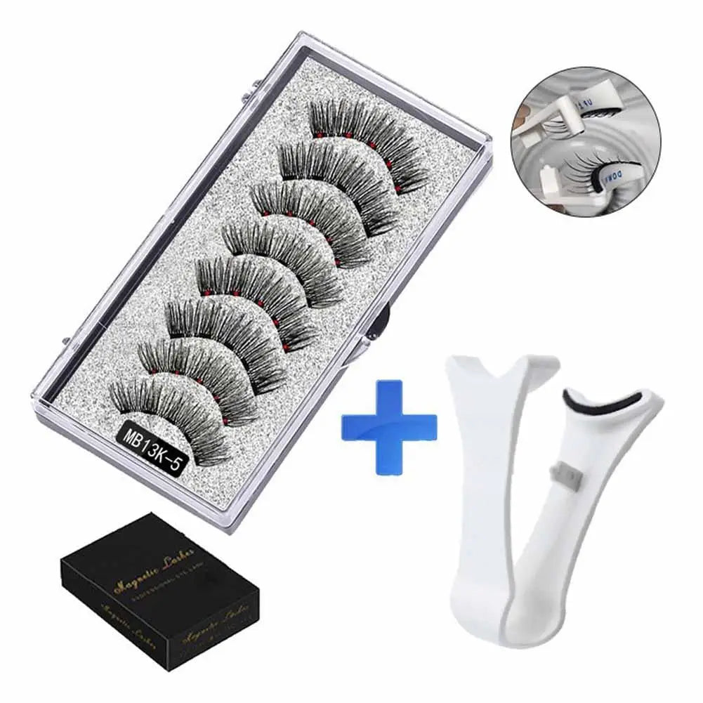 3D Natural Magnetic Eyelashes – 5 Magnetic Lashes with Handmade Gift Box, Reusable Extensions