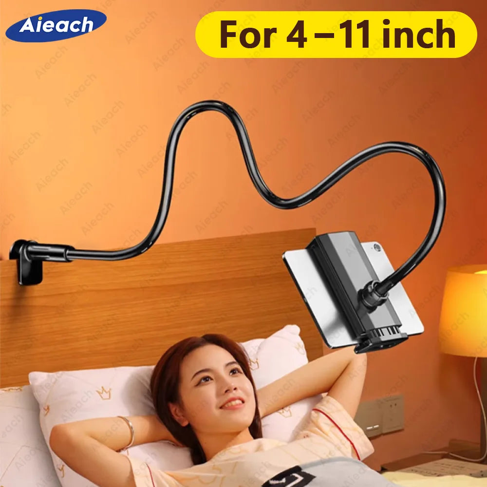 Gooseneck Tablet Stand Holder – Flexible Long Arm Clamp for Bed and Desk, Adjustable Mount for iPad, Samsung, Xiaomi (4.7-11 inch)