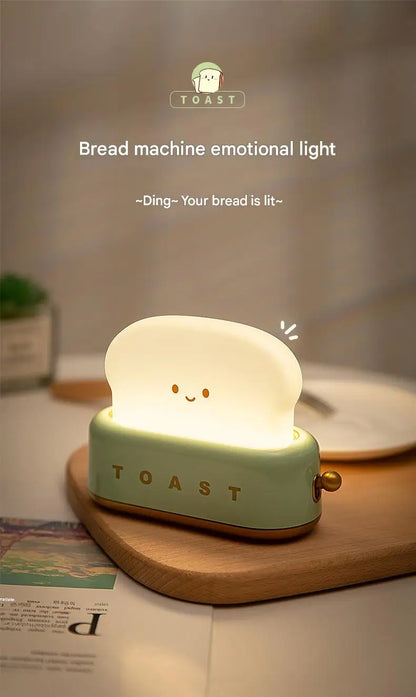 INS Style Toast Maker Night Light – Creative LED Bedside Desk Lamp with Timer