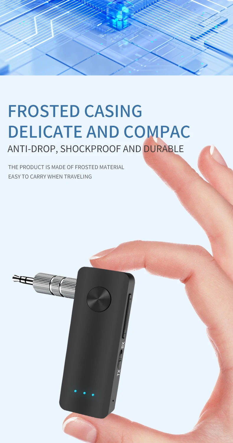 2 in 1 Bluetooth 5.4 Audio Receiver & Transmitter – HiFi Stereo Wireless Adapter with Mic & 3.5mm AUX for Car, Airplane, TV, PC, Speaker