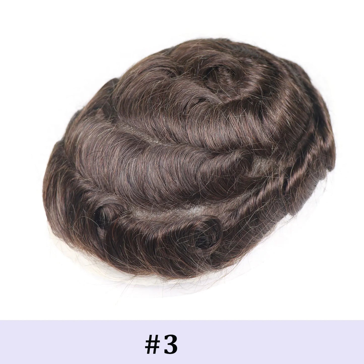 0.08mm Full Skin PU Toupee for Men – V Loop Human Hair Wig in Brown (#22) & Black (#1B) – Hair Replacement Unit