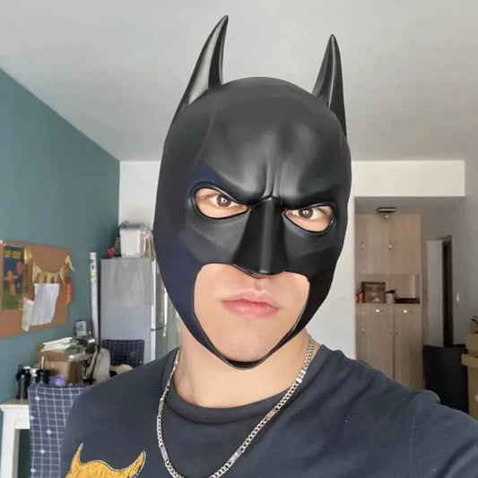 Batman Latex Cosplay Mask — Adult Halloween, Party & Masquerade Headgear for Men, Anime Costume Prop