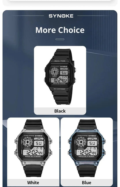 SYNOKE Digital Sports Watch for Men & Women – Luminous, Multifunction, Waterproof Wristwatch with Seven Lights for Outdoor & Running