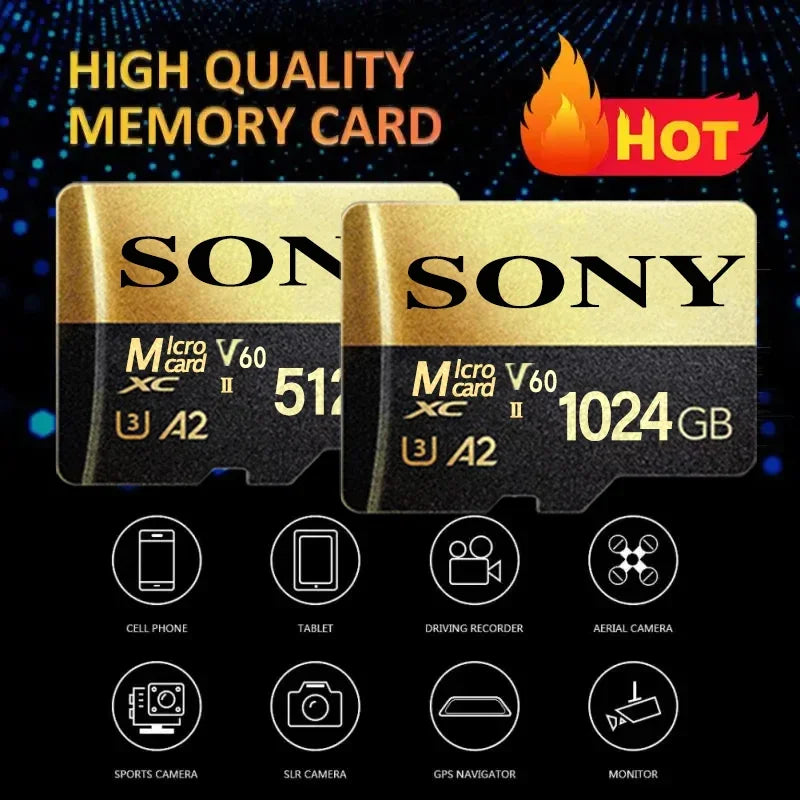 SONY High-Speed Micro SD Card – 128GB, 64GB, 256GB, 512GB, 1TB Memory Card for Phone, Camera & Tablet PC