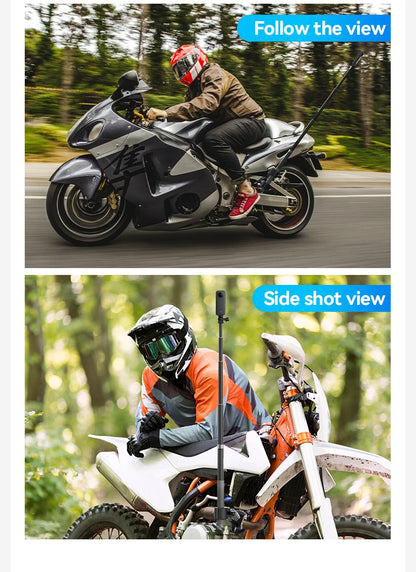 TELESIN Motorcycle Bike Monopod, Panoramic Handlebar Mount, Invisible Selfie Stick Bracket for GoPro Hero, DJI, Insta360
