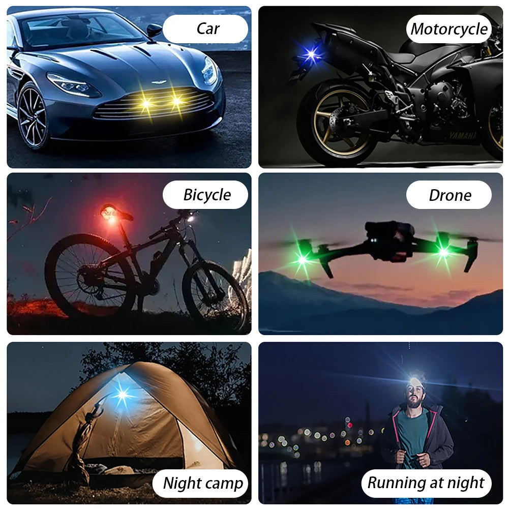 Wireless RGB LED Strobe Lights – Warning & Position Lights for Aircraft, Helicopters, and Motorcycles