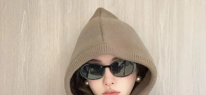 Knitted Hooded Balaclava Caps – Winter Korean Style Outdoor Warmer, One-Piece Neck Collar Beanie Hat for Women