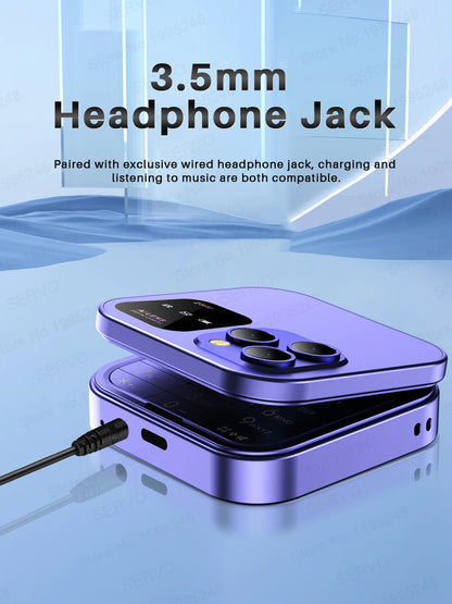 SERVO I16 Pro Mini Fold Mobile Phone — Dual SIM 2G GSM Flip Cellphone with Speed Dial, FM, 3.5mm Jack & Video Player