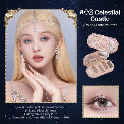 Flower Knows Moonlight Mermaid Eyeshadow Palette – 5-Color Matte, Shimmer & Glitter Waterproof Eye Shadow