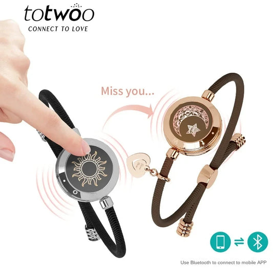 TOTWOO Long Distance Touch Bracelets for Couples - Light Up & Vibration Smart Jewelry | Relationship Gifts for Lovers