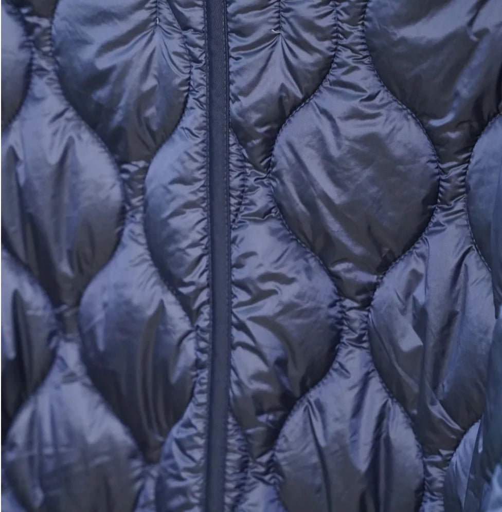 2024 ETJ Quilted Women's Coat – Beige Drawstring High Neck Jacket with Ties & Pockets