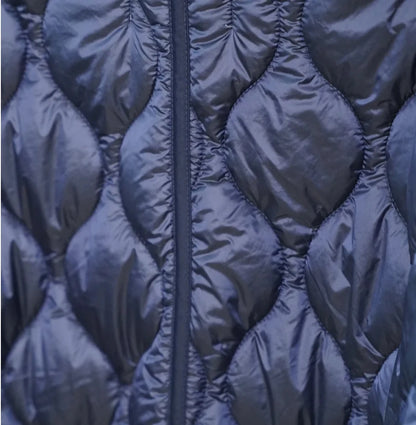 2024 ETJ Quilted Women's Coat – Beige Drawstring High Neck Jacket with Ties & Pockets