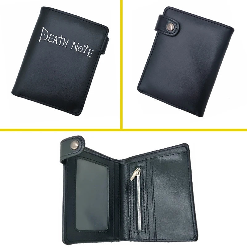 Death Note Anime Wallet — Black PU Leather Short Card & Coin Purse for Boys & Girls Gift