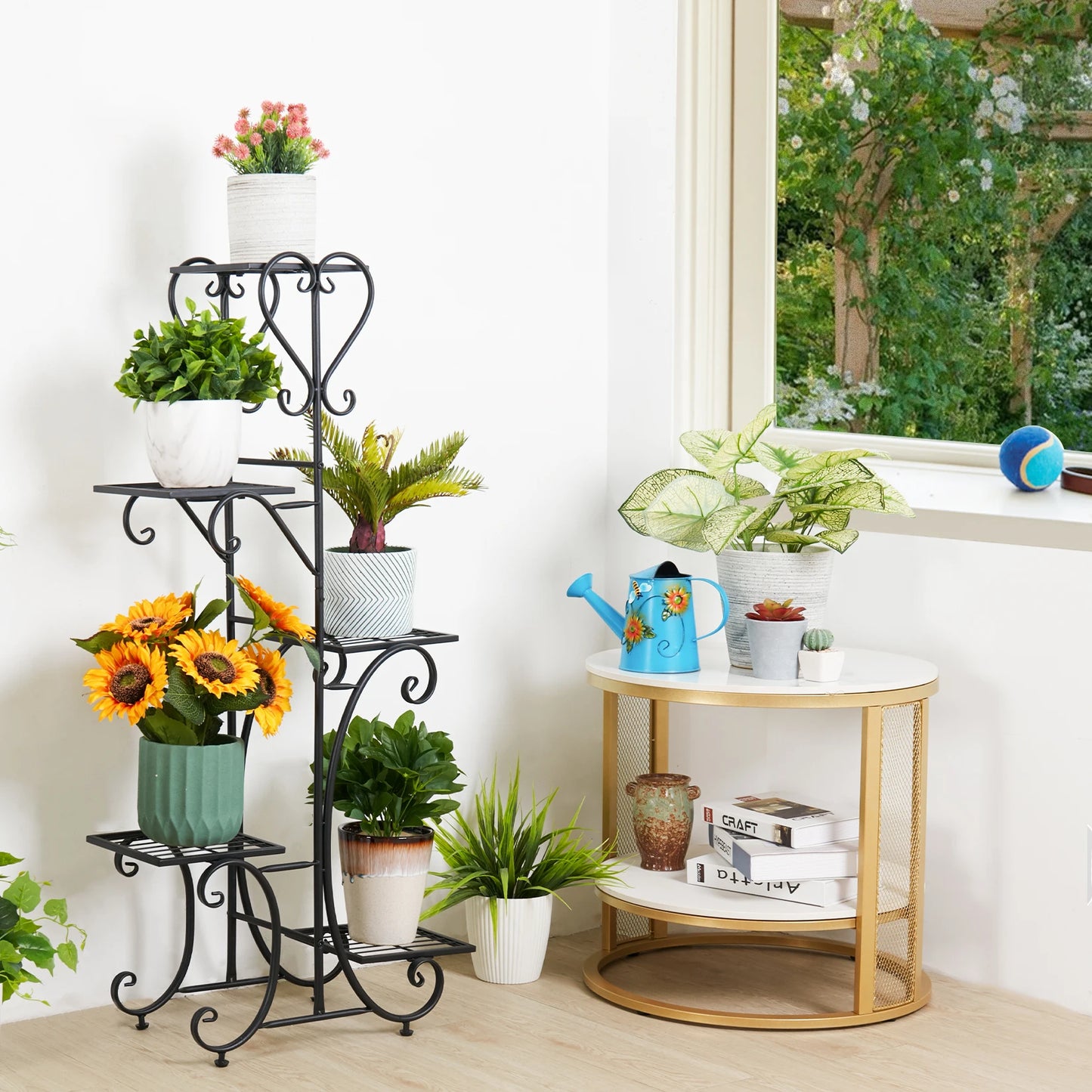5-Tier Tall Metal Plant Stand Rack – Garden Flower Pot Display Shelf for Indoor & Outdoor Use