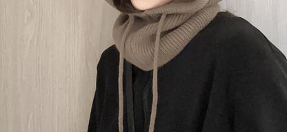 Knitted Hooded Balaclava Caps – Winter Korean Style Outdoor Warmer, One-Piece Neck Collar Beanie Hat for Women