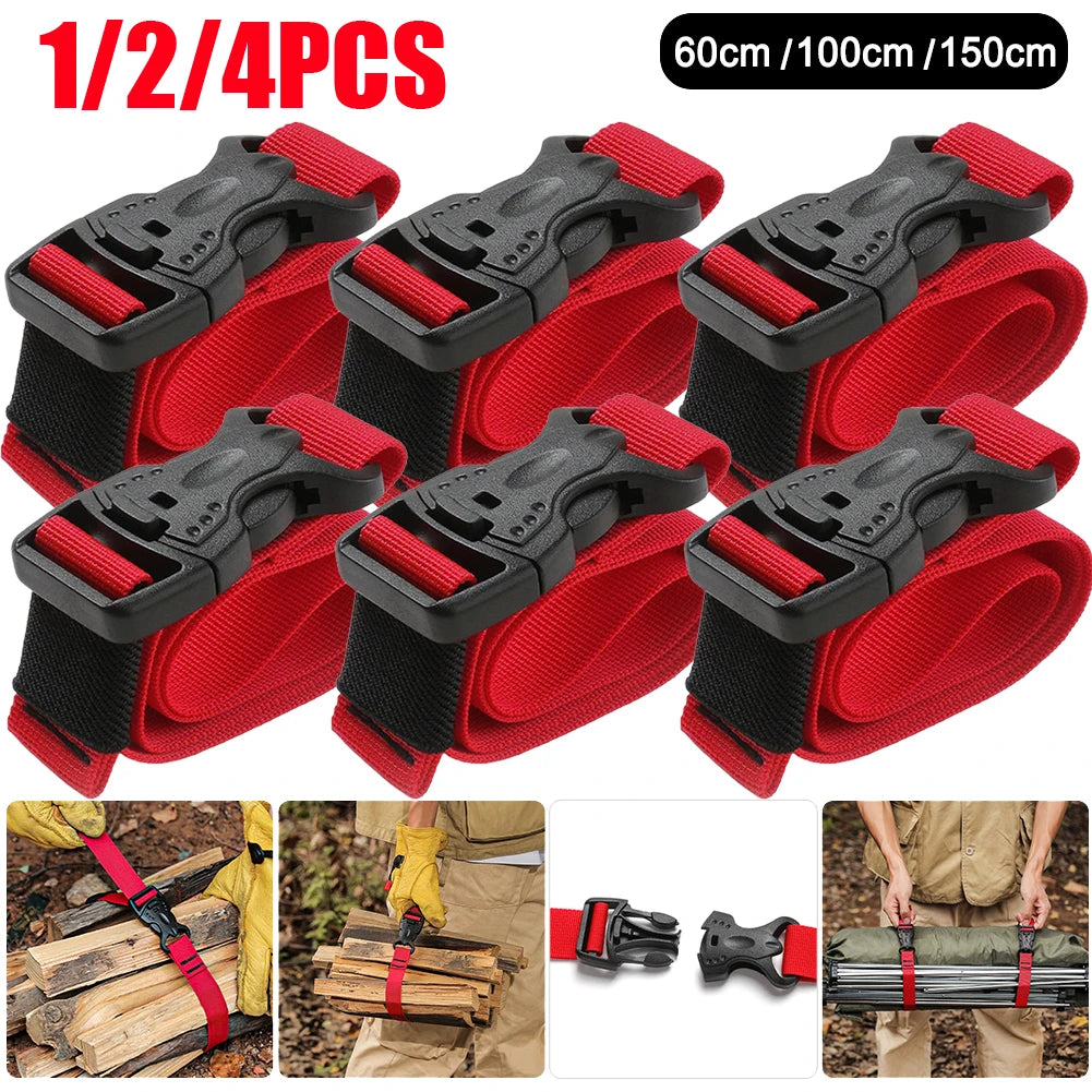 1/2/4PCS Portable Cargo Tie Down Strap - Quick Release Buckle Luggage Belt for Camping & Hiking | 50/100/150cm Baggage Secure Strap
