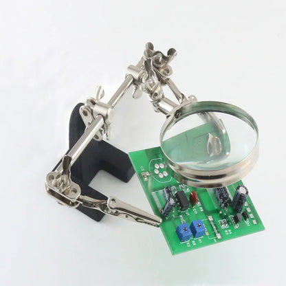 Soldering Iron Stand with Magnifying Glass - Third Hand Clamp & Desktop Repair Tool for Welding