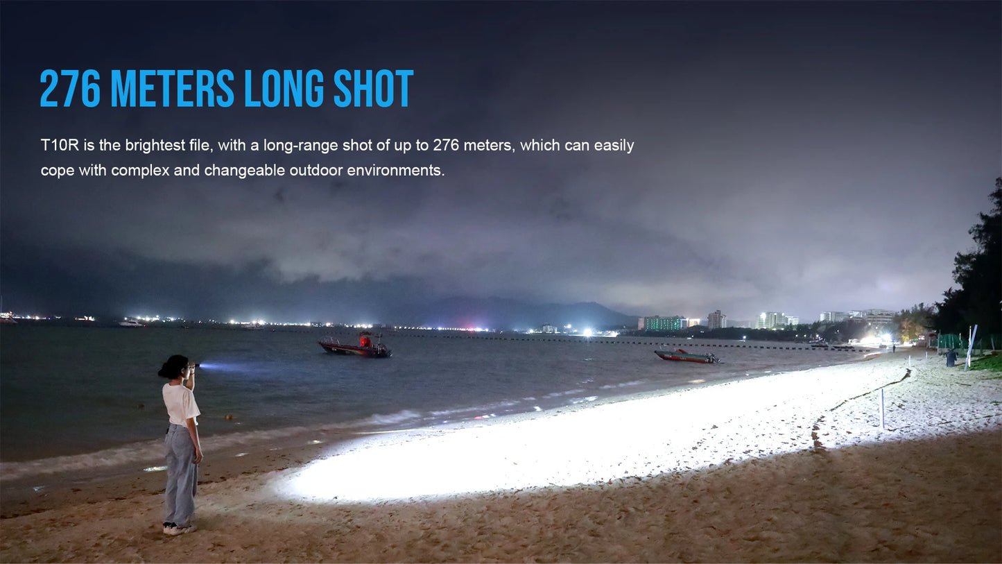 Trustfire T10R Tactical LED Flashlight — 1800 Lumen, USB-C Rechargeable 18650 Torch with Dual Switch